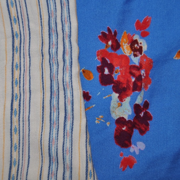 NEW Blue Mixed Print Embroidered Shift Dress [C1] - Picture 3 of 7